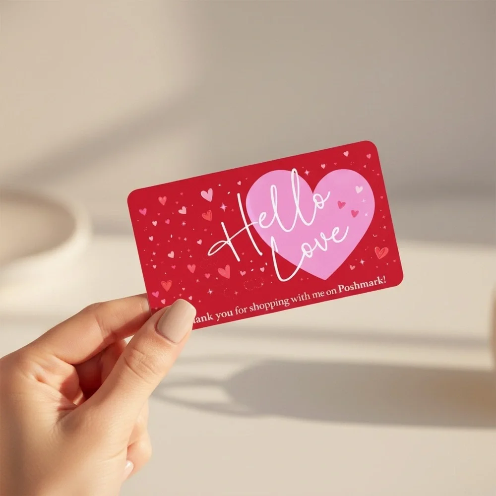 50 Cute Red Thank You Cards | Heart Love Design for Poshmark Sellers 3.5x2